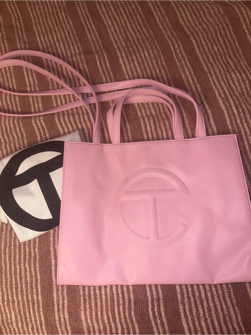 Telfar Pink Embossed Logo Tote
